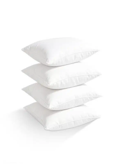 4 Piece White Mellow Cushion Set - 100% Cotton Cover, Microfiber 450 Infill, 45x45 cm